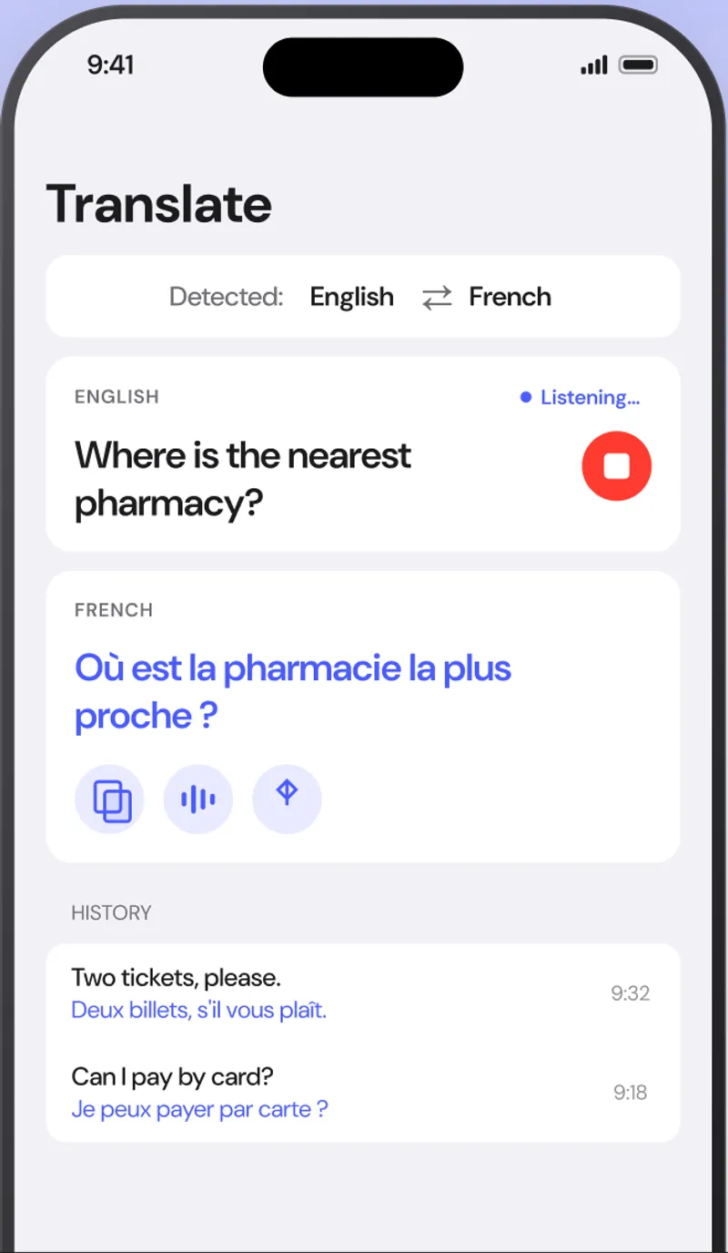 AI Translate translating typed and spoken text into Thai